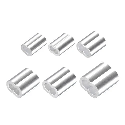 uxcell Wire Rope Aluminum Crimping Loop Sleeve Assortment Kit for 1.2/1.5/2/2.5/3/4mm Dia., Cable Crimp Double Hole Ferrule Clip Fittings 210in1 Set