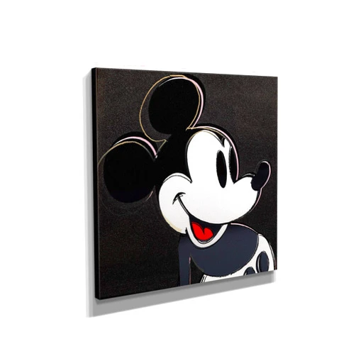 Amk Wood Andy Warhol- Mickey Mouse Black - Pop Art - Canvas Art Wall Art Home Decor - Various Sizes (30in x 30in Gallery Wrapped)