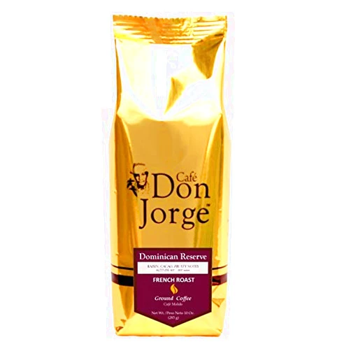 Cafe Don Jorge's Dominican Reserve French Roast Ground Coffee 8 Ounce (Single Bag)