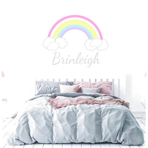 WallTag Rainbow Custom Name Wall Decal - Girls Personalized Name Rainbow Wall Sticker - Rainbow Unicorn Custom Name Sign - Custom Name Stencil Monogram - Girls Nursery Wall Decor