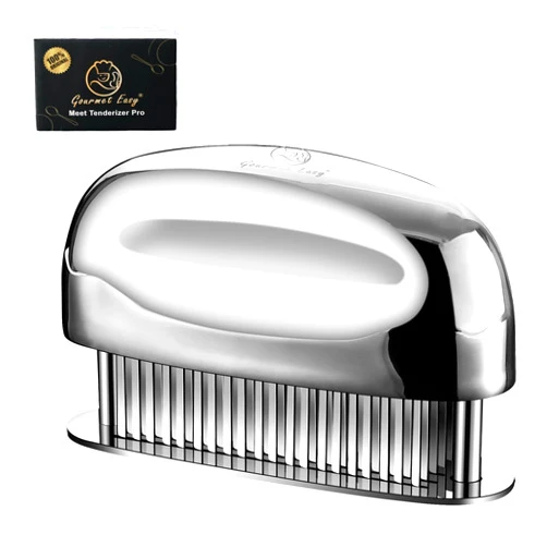 Gourmet Easy Meat Tenderizer Tool, Ultra Sharp Needle Blades 100% Stainless-Steel, Heavy-Duty Kitchen Gadgets, Hand Held Meat Tenderizer Needle Tool, Cooking Gadget for Tenderizing Chicken, Steak, Veal, BBQ