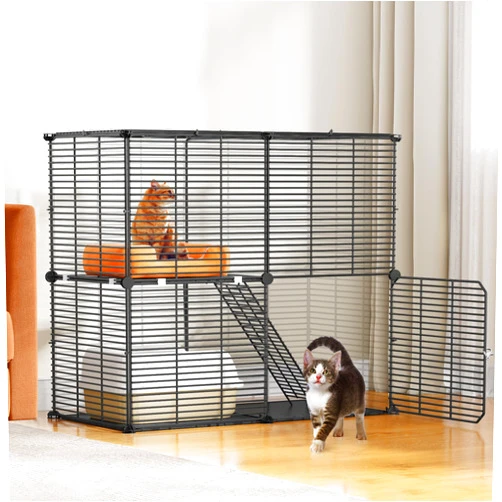 YITAHOME Indoor Cat Cage 2 Tier Kitten Cage House Cat Enclosure Outdoor Small Animal DIY Pet Playpen Detachable Metal Kennel for Ferret Kitty, Bunny, Chinchilla, Squirrel, rv Travel, Camping