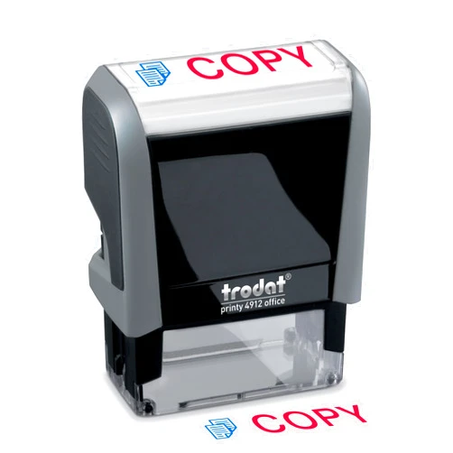 Trodat Stamp 4912 Office Printy with English Text Copy – Self Inking, Red and Blue Ink, Impression Size 3/4