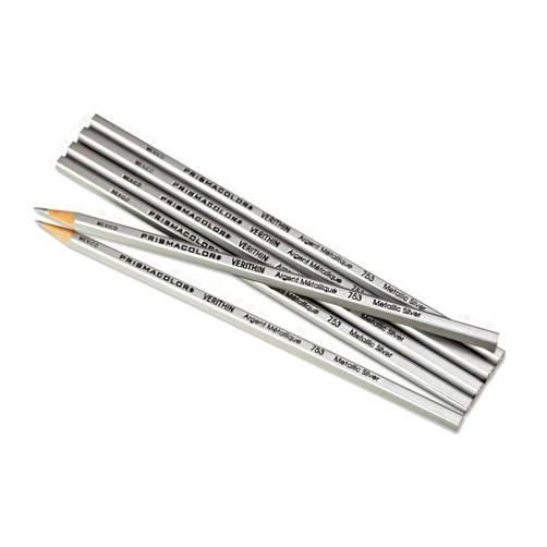 Prismacolor 02460 Verithin Colored Pencils Metallic Silver Dozen
