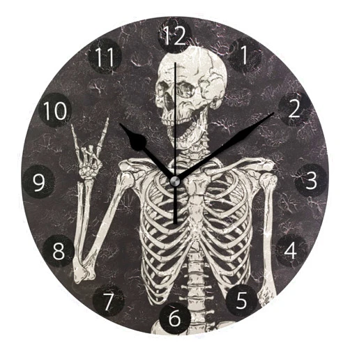 susiyo Rock-and-Skull Clocks Decorative Wall Clocks Silent Battery Operated Desk Clock Digital Clocks for Bedrooms Living Room Decor Kitchen Office Circular Clocks
