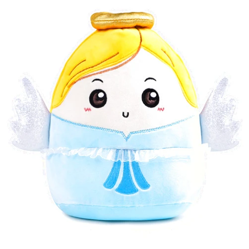 SEAOPOP Soft Angel Stuffed Animals: 8-Inch Cuddly Angel Plush Toys with Glitter Wings and Halo Stuffed Doll Plushie Pillow, Christian Gifts for Baby Kids and Girls, Baptism Brithday Christmas