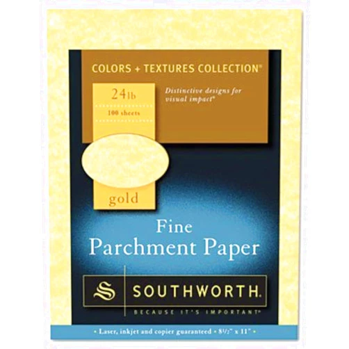 Southworth Parchment Specialty Paper, Gold, 24lb, 8 1/2 x 11, 100 Sheets
