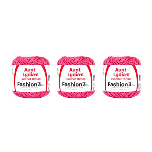 Aunt Lydia's Aunt Lydia Fashion Warm Rose Crochet - 3 Pack of 150y/137m - Cotton - Gauge 3 - Crochet