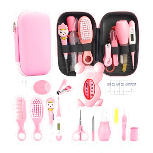 Esonto Baby Healthcare and Grooming Kit, 20 in 1 Baby Safety Set Newborn Nursery Health Care Set with Hair Brush Scale Nail Clippers for Baby Girls Boys(20 kits Pink) (20 Kits Pink)