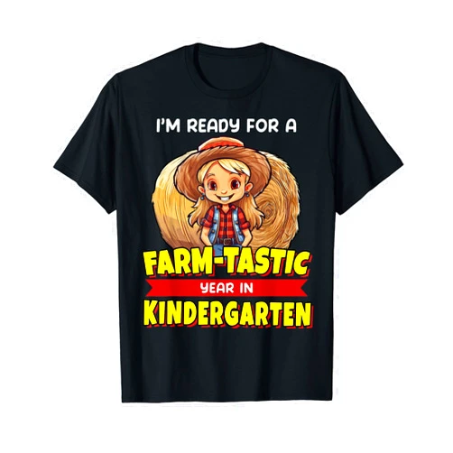 Presto Ready for Back to School Kids Career Teez Cute Kindergarten Ready for Back to School Farmer Girl T-Shirt