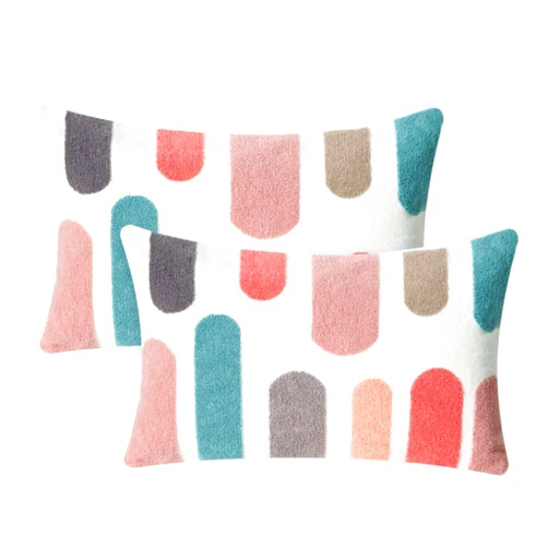 Pilmandu Set of 2 Decorative Throw Pillow Case Abstract Modern Cushion Cover Soft Cotton Linen Pillowcases 12x20 Inch (12x20 Inch, Rainbow)