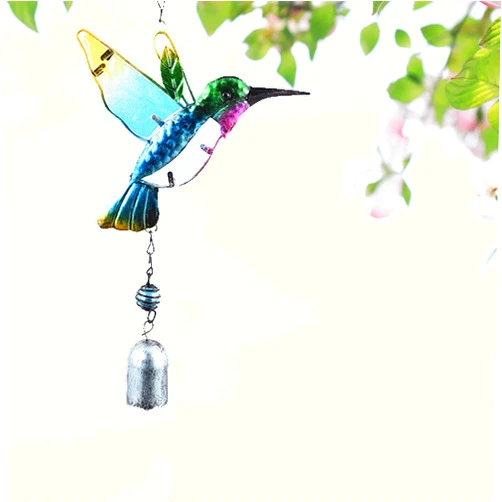 Pozausfer Hummingbird Decor with Bell, Hummingbird Wind Chimes, Hanging Bell Decorations for Yard, Garden, Home and Outdoor, Gift for Mom
