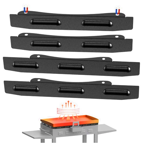PANXUAN Upgraded Magnetic Wind Guards for 28” Blackstone Griddle, Blackstone Accessories Fit for Blackstone Grill, Stainless Steel Screens Protect Flame, Compatible with Rear Grease Cup Hood and Side Shelf