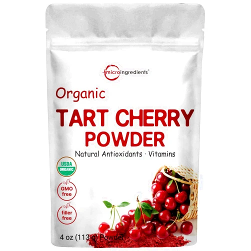 Micro Ingredients Organic Tart Cherry powder, 4oz | 100% Natural Fruit Powder | US Grown Tart Cherries Source | No Sugar & Additives | Great Flavor for Drinks, Smoothie, & Beverages | Non-GMO & Vegan Friendly