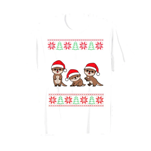 Ll Of The Otters Reindeer Ugly Sweater Otter Christmas Tree All Of The Otters Reindeer Ugly Sweater T-Shirt