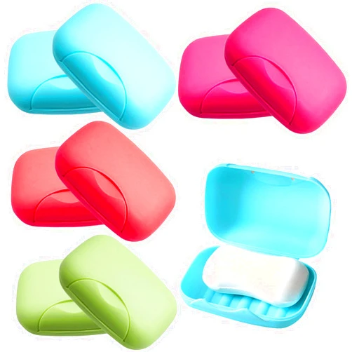 Chussaanj 8 Pcs Plastic Soap Case Holder,Soap Dish Container,4 Colors Portable Bath Soap Box with Lid for Home,Bathroom Shower,Travel,Outdoor Camping