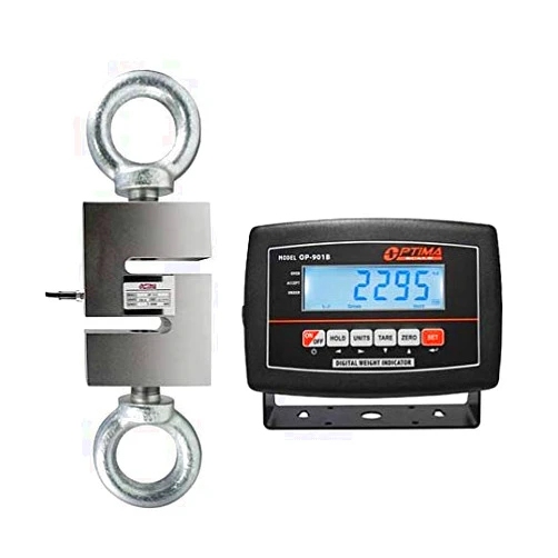 Optima Scales OP-926-3000 Digital Hanging Scale with High Precision Load Cell and Indicator, 3,000 lbs x 0.5 lb