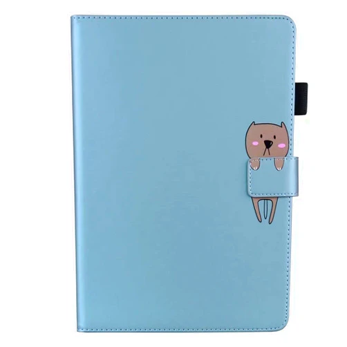 Nbziyoo Case for Samsung Galaxy T510, Premium Cute Cartoon Flip Case, Anti-Scratch Shockproof Smart Trifold Stand, Slim Soft PU Stand Protective Cover Cases with Pen Holder, Card Slots, Blue.