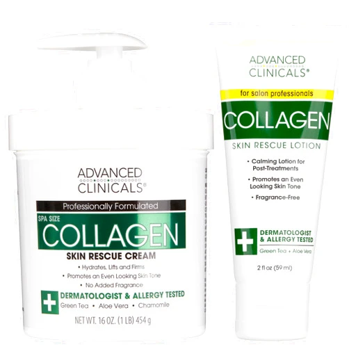 Advanced Clinicals Collagen Body Butter Moisturizer Lotion & Face Cream | Dry Skin Rescue Collagen Lotion | Skin Tightening Cream & Firming Lotion | Body Skin Care Products, 16Oz + 2Oz Travel Size