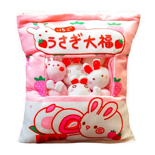 QAHEART Kawaii Plush Snack Bag Pillow & Soft Dolls - Cute Animal Stuffed Cotton Cushion, Fluffy Hugging Home Decor, Novelty Gift