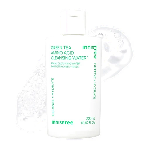 innisfree Green Tea Amino Acid Cleansing Water, Hydrating Micellar Makeup Remover, Korean Skincare, Dermatologist Tested