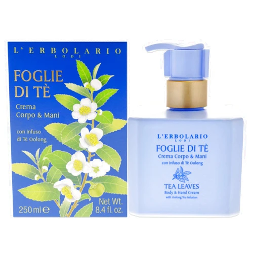 L'Erbolario L’Erbolario Tea Leaves Body and Hand Cream - Moisturizing Body and Hand Cream for Dry Skin - Oolong Tea Infused - Cocoa Butter and Vitamin E - 8.4 oz