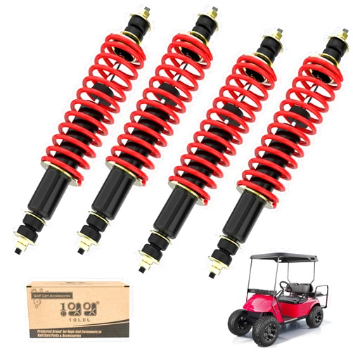 10L0L Golf Cart Shocks Absorber Front or Rear (4 Pack) with Heavy Duty Coil Springs for EZGO Medalist/EZGO TXT 1994+ Newer Gas or Electric Golf Cart Replaces OEM# 76418-G01,70928-G01
