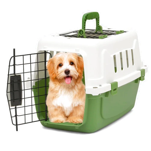 MoNiBloom 18-Inch 2-Door Top Loading Cat Carrier, Plastic Dog Crate Hard-Sided Dog Travel Carrier for Small Dogs and Cats, Ventilation and Security Lock Design for Pets up to 10 lbs (Green)