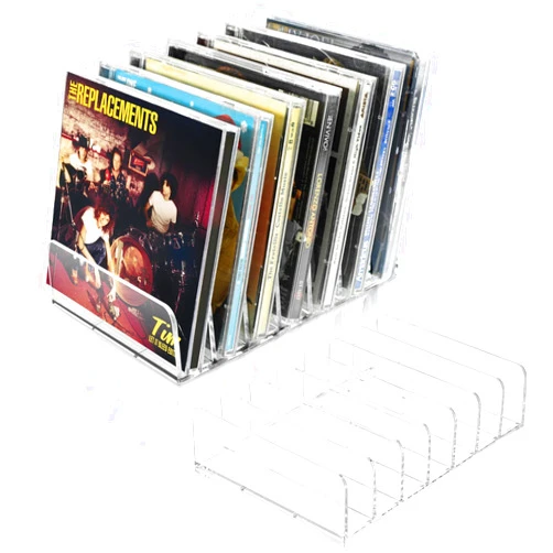 Vowcarol CD Holder 2 Pack, Clear Acrylic CD Organizers, CD Display Rack Holds up to 14 Standard CD Cases for Media Shelf Storage and Organization