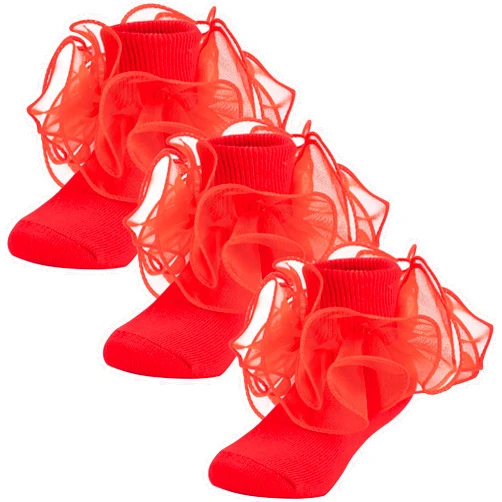 Dicry Baby Girls Double Lace Turn Cuff Socks with Big Ruffle for Infant Toddlers and Kids