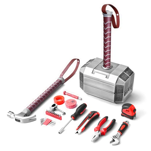 Generic Thor Hammer Tool Box Household Tool Kit Set Thor's Mjolnir Hammer Tool Kit Set Home Repair Tool Set Marvel Gift Holiday Gift for Men