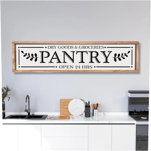 AHEE Wood Sign Kitchen Sign, Kitchen Pantry Sign, Pantry Door Sign, Farmhouse Pantry Sign, Grocery and Dry Good Signs, Rustic Farmhouse Decor, Wood Sign Wooden Signs With Sayings 4x16 Inch