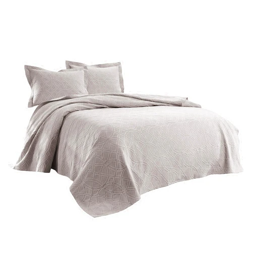 SKYHOME Home Realeza Bogart Portuguese Woven Matelassé Coverlet Set, Twin, Grey
