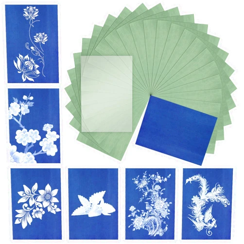 Trinkrittey Cyanotype Paper Kit, 24 Pcs Sun Print Paper Kit A5 Solar Drawing Paper Sensitivity Nature Printing Paper for Arts Crafts DIY Project (5.8 x 8.3 Inch)