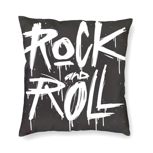 Feelacle Rock and Roll Music Decorative Throw Pillow Covers Rocknroll Pillows Case Square Cushion Cover Standard Pillowcase for Sofa Couch Bedroom Patio 18x18 Inches