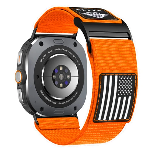 Bagoplus Rugged Nylon Band Compatible with Samsung Watch Ultra Band 47mm,No Gap Sport Bands for Men Compatible with Galaxy Watch Ultra(2024),USA Flag