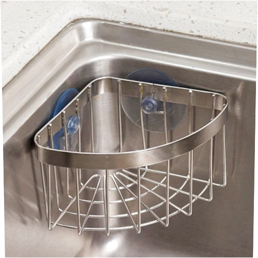 POKOTO Dish Cloth Hanger+Sponge Holder +corner sink caddy Save Space Triangle 2-in-1 Sink Caddy, No Drilling with 2PCS Suckers(90° RIGHT ANGLE CORNER ONLY)