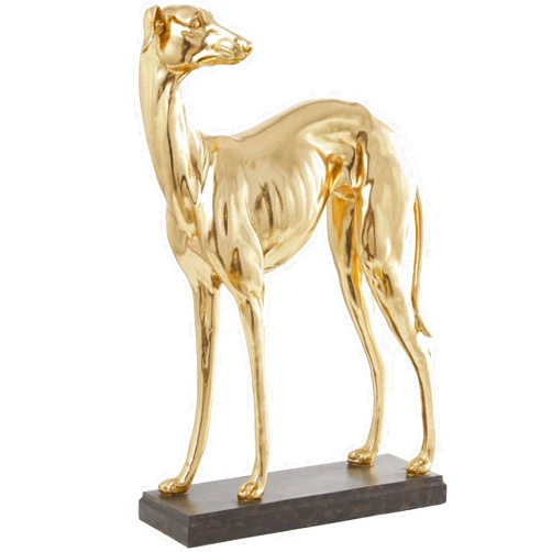 The Novogratz Resin Dog Decorative Sculpture Tall Greyhound Home Decor Statue with Brown Base, Accent Figurine 17