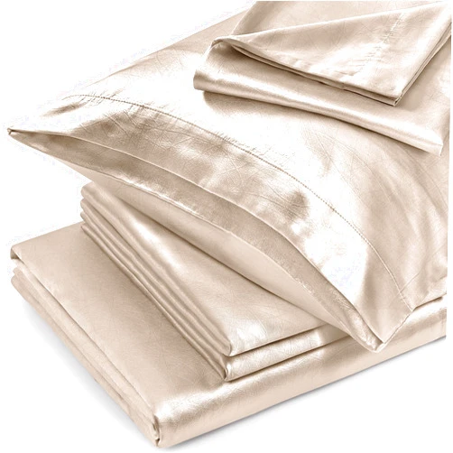 Vonty Silky Satin Sheets Full Size Sheets Set - Embossed Taupe Satin Bed Sheets, 3Pcs Luxury Satin Sheets Full Bedding Sheet Set with Deep Pocket