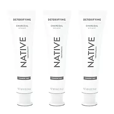 Native Toothpaste 3-Pack Charcoal with Mint Fluoride Free Toothpaste, 4.1 oz Charcoal Fluoride Free - 3 Count