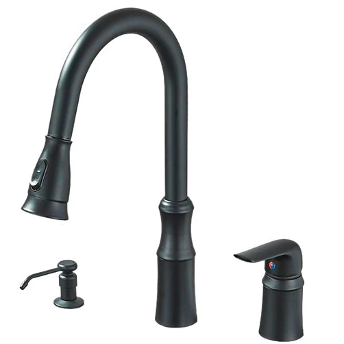 OSCWAZZS Kitchen Sink Faucet,3 Hole Kitchen Faucets with Pull Down Sprayer,Kitchen Faucets with Soap Dispenser Oulantron 2 Hole High Arc