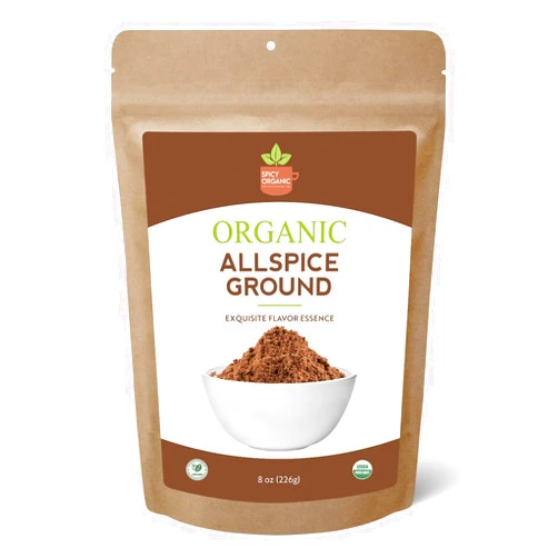 SPICY ORGANIC Pure Organic Allspice Ground 8 oz. - Certified USDA Organic - Allspice Seasoning for Baking, Marinades, Pickling, Stews, Sauces, and Beverages