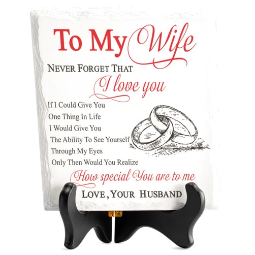 LukieJac Gifts for Wife from Husband Romantic Ceramic I Love You Gifts Plaque for Wife Birthday Gift Ideas, Valentines Day, Wedding Anniversary Home Decorations