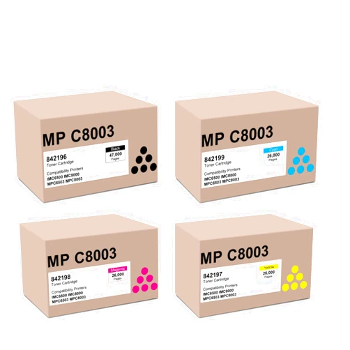 BUTEGOO MPC8003 Toner Cartridge Replacement for Ricoh 842196 842197 842198 842199 forRicoh Lanier Savin IM C6500 C8000 MP C6503 C8003 Printers, 4 Pack