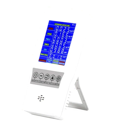 YVELINES Air Quality Monitor YVELINES Air Quality Tester for CO2 Formaldehyde(HCHO) TVOC PM2.5/PM10 Multifunctional Air Gas Detector Real Time Data&Mean Value Recording for Home Office