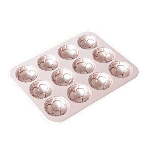 CANDeal 12 Cavity Hemisphere Football Half Round Soccer Ball Shaped Cake Mold Baking Mould Tin Cake Pan