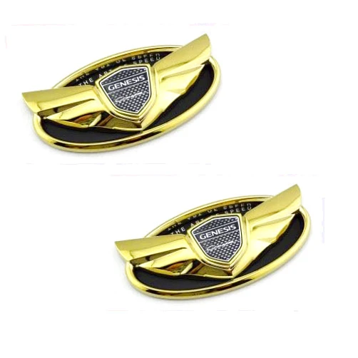 CPKHRAMUT 2PCS Wing Art of Speed Badges Genesis Emblem for Front and Rear HD-S4GD (Gold)
