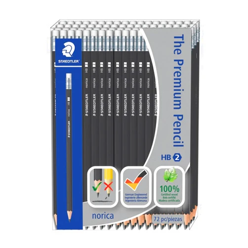 Staedtler The Premium Pencil Norica HB2 Black Barrel Wood Pencils - 72 Pack