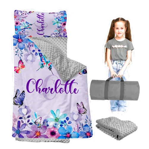 Lewari Custom Toddler Sleeping Bag with Pillow Cover for Preschool, Personalized Name Kindergarten Nap Mats for Daycare, Personalized Nap Mat for Kids Toddlers Boys Girls