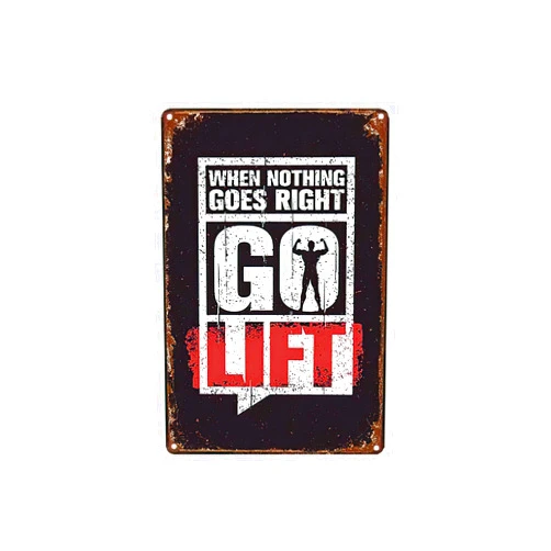 Back Rise Tin Sign Keep Fit Bodybuilding Burn Fat 11.8 * 7.8 inches,Bar Cafe Home Oil Station Garage Kitchen Farm Countryside Vintage Retro Tin Signs,Signs for Home Decor Wall, Rectangle Metal Signs.